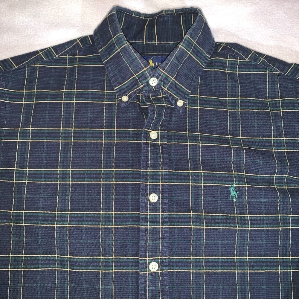 Ralph Lauren Shirt Mens Sz Tag Missing Button Down LS Custom Fit Plaid